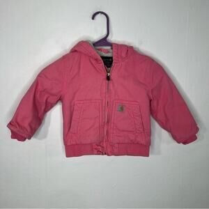 Carhartt Girls Pink Lemonade Sherpa Lined Duck Canvas Jacket Size 2T